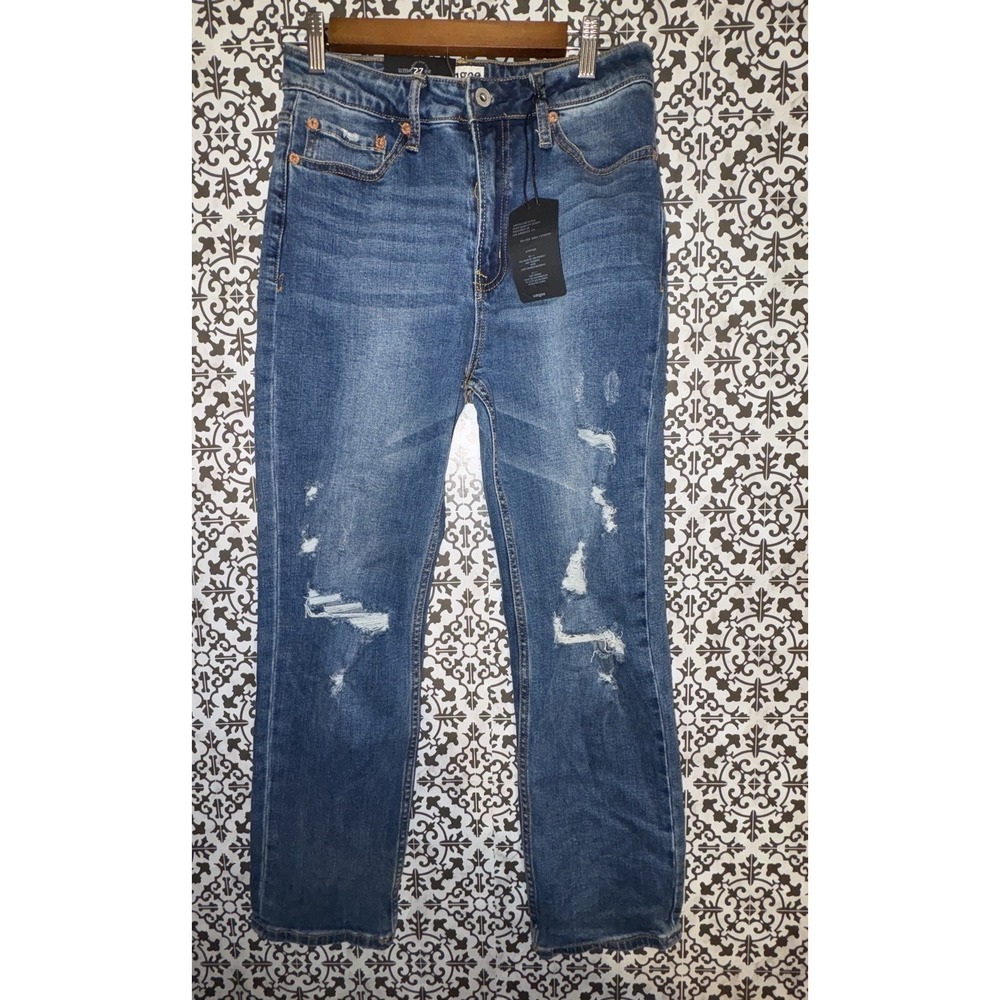 NWT Umgee Los Angeles Women's Distressed Straight Leg Jeans Blue 27 Medium Wash